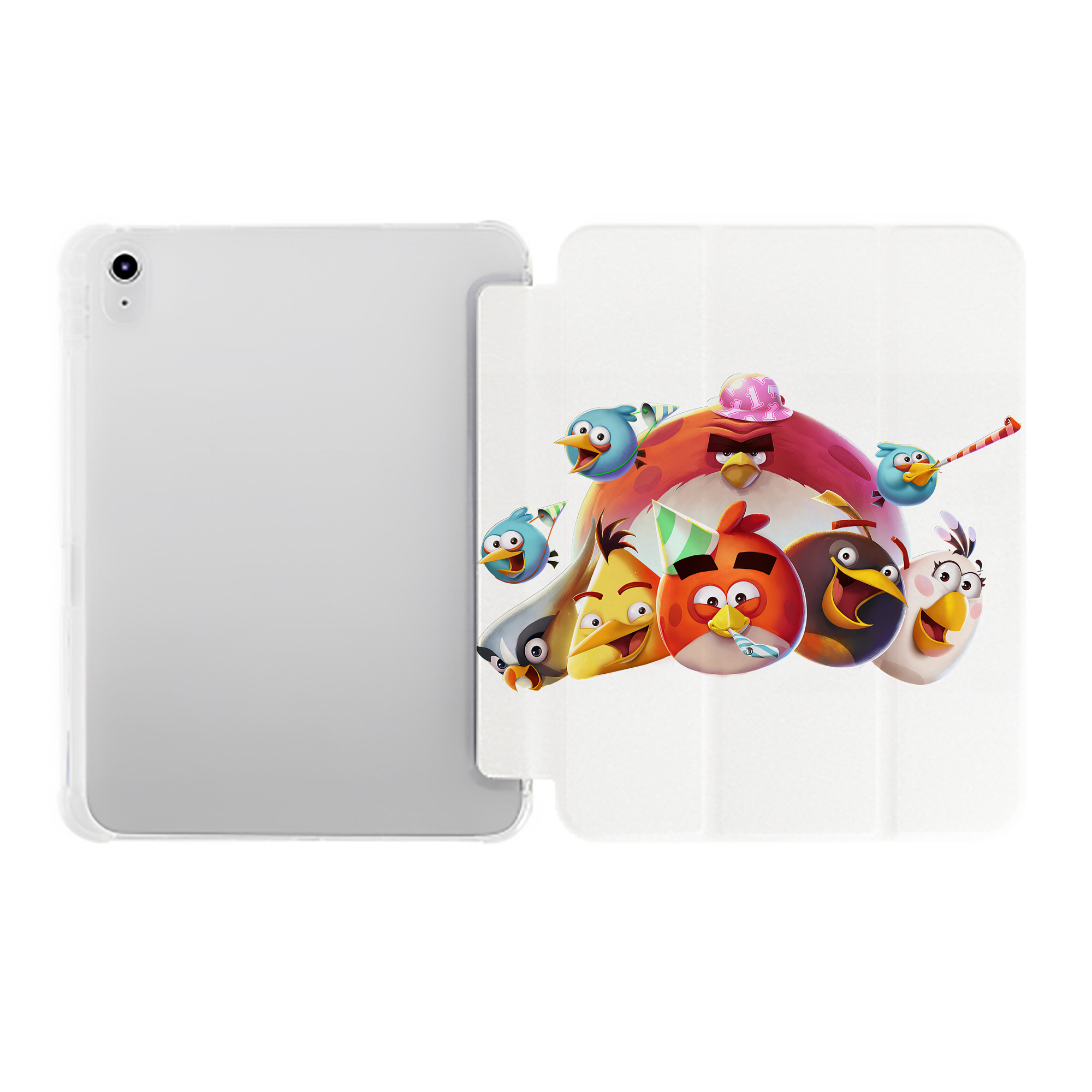 （画像用） Angry Birds アングリーバード IPad ケース ペン収納付き 三つ折りスタンド PUレザー×シリコン 対応機種9.5/10.5/10.9インチ